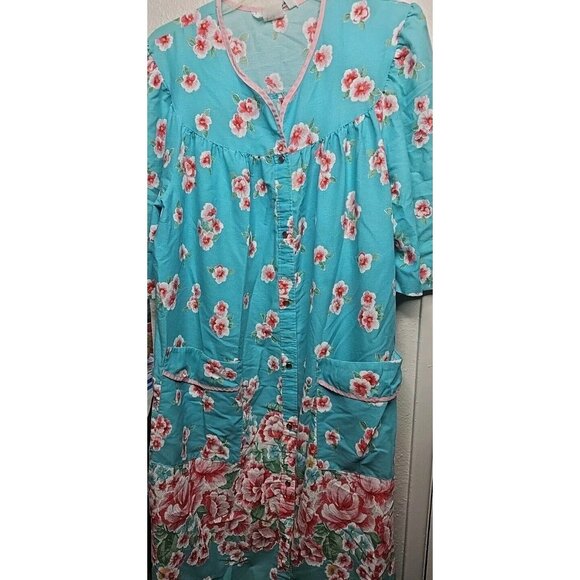 Vintage Models Coat Women Pearl Snap Rose Floral Print Moo Moo House Coat SZ 18 - Picture 1 of 11